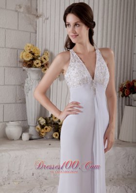 Lace V Neck Mermaid Beaded Wedding Dress Chiffon