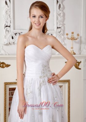 Sweetheart Appliques Short Wedding Dress Lace