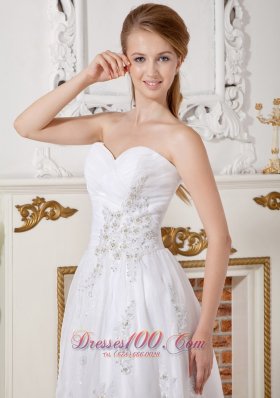 Sweetheart Appliques Short Wedding Dress Lace