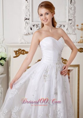 Sweetheart Appliques Short Wedding Dress Lace