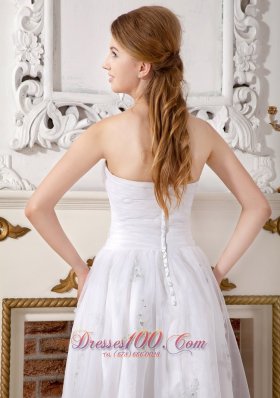 Sweetheart Appliques Short Wedding Dress Lace