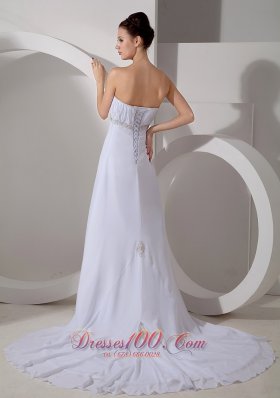 Appliques Sweetheart Chiffon Court Wedding Dress