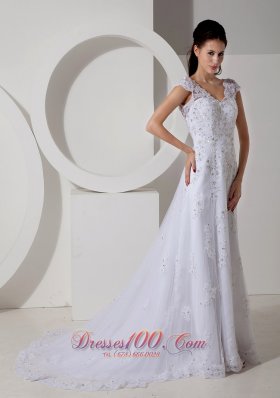 Lace Beading Court Train Bridal Wedding Dress