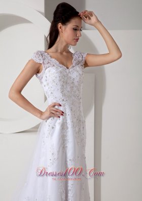 Lace Beading Court Train Bridal Wedding Dress