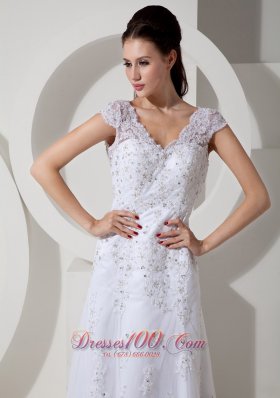 Lace Beading Court Train Bridal Wedding Dress