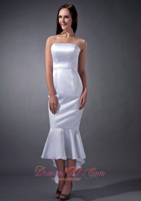 Ruched Mermaid Satin Short Wedding Dress