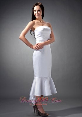 Ruched Mermaid Satin Short Wedding Dress