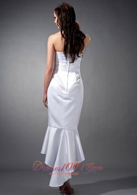 Ruched Mermaid Satin Short Wedding Dress