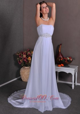 Appliques Chiffon Strapless Court Wedding Dress