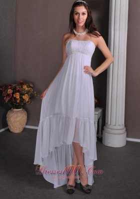 High Low Chiffon Appliques Wedding Dress Bridal