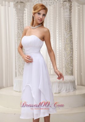 Ruched Chiffon Short Bridal Wedding Dress Strapless