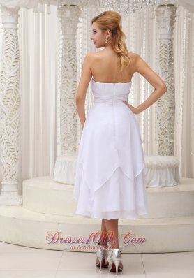 Ruched Chiffon Short Bridal Wedding Dress Strapless