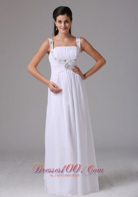 Ruched Straps Chiffon Wedding Dress Appliques