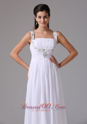 Ruched Straps Chiffon Wedding Dress Appliques