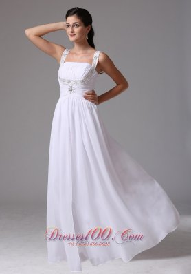 Ruched Straps Chiffon Wedding Dress Appliques