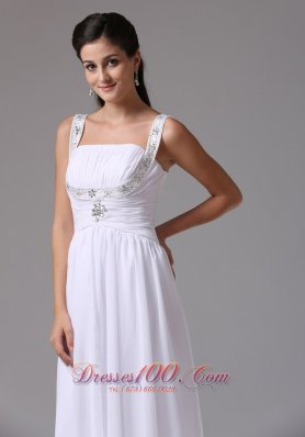 Ruched Straps Chiffon Wedding Dress Appliques