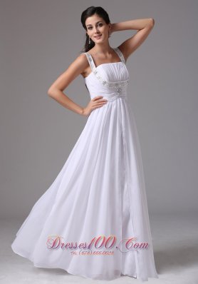 Ruched Straps Chiffon Wedding Dress Appliques