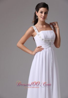 Ruched Straps Chiffon Wedding Dress Appliques