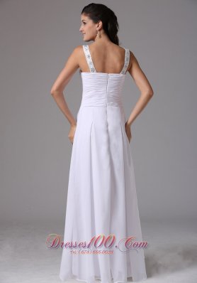 Ruched Straps Chiffon Wedding Dress Appliques