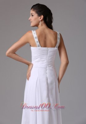 Ruched Straps Chiffon Wedding Dress Appliques