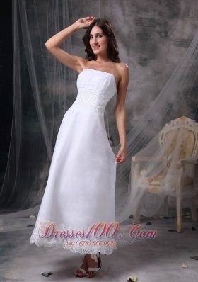 Column Beading Satin Ruched Beach Wedding Dress