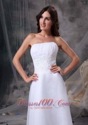 Column Beading Satin Ruched Beach Wedding Dress