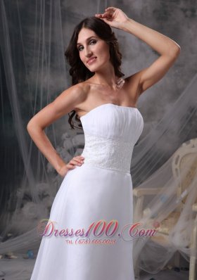 Column Beading Satin Ruched Beach Wedding Dress