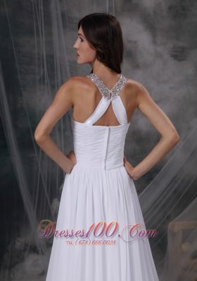 Empire Beading Chiffon Ruched Wedding Dress Train