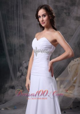 Appliques Ruched Beach Chiffon Court Wedding Dress