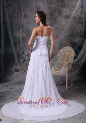 Appliques Ruched Beach Chiffon Court Wedding Dress