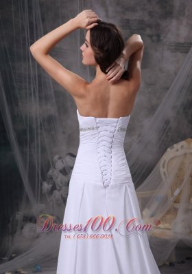 Appliques Ruched Beach Chiffon Court Wedding Dress