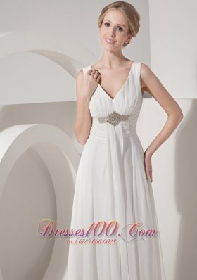 Beading V Neck Beach Wedding Guest Dresses Chiffon