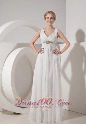 Beading V Neck Beach Wedding Guest Dresses Chiffon