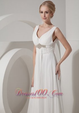 Beading V Neck Beach Wedding Guest Dresses Chiffon