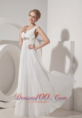 Beading V Neck Beach Wedding Guest Dresses Chiffon