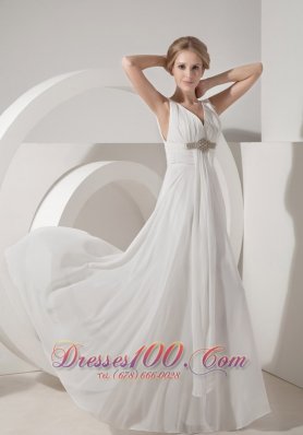 Beading V Neck Beach Wedding Guest Dresses Chiffon