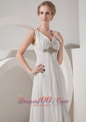 Beading V Neck Beach Wedding Guest Dresses Chiffon