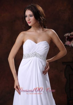 Beaded Sweetheart Wedding Dress With Brush Train