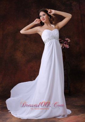 Beaded Sweetheart Wedding Dress With Brush Train