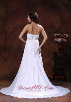 Beaded Sweetheart Wedding Dress With Brush Train