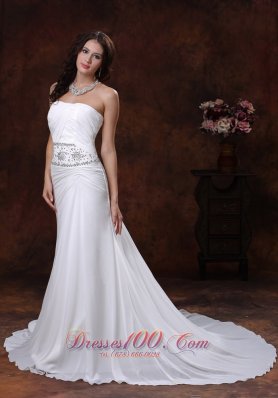 Mermaid Chiffon Beaded Court Train Wedding Dress