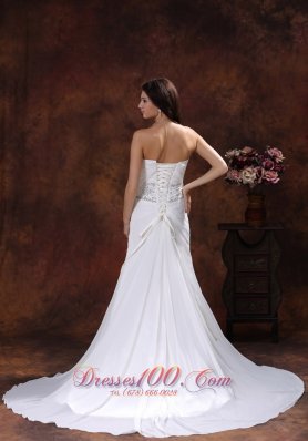 Mermaid Chiffon Beaded Court Train Wedding Dress