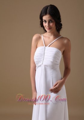 Ruched Halter Chiffon Beading Wedding Dress High Low