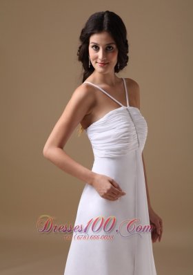 Ruched Halter Chiffon Beading Wedding Dress High Low