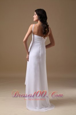 Ruched Halter Chiffon Beading Wedding Dress High Low