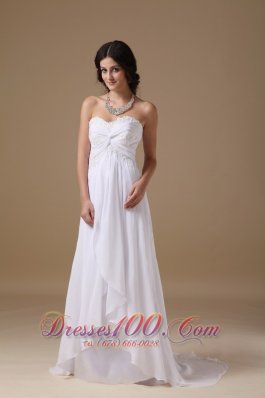 Ruched Sweetheart Chiffon Lace Wedding Dresses