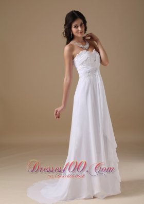 Ruched Sweetheart Chiffon Lace Wedding Dresses