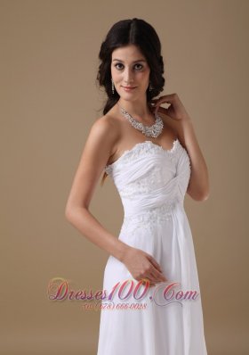 Ruched Sweetheart Chiffon Lace Wedding Dresses