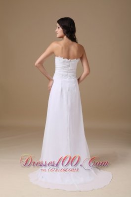 Ruched Sweetheart Chiffon Lace Wedding Dresses