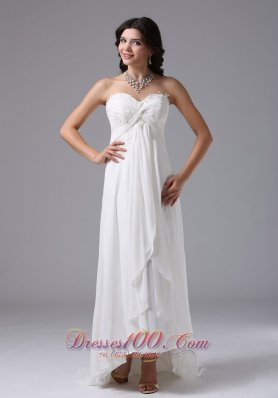 High Low Lace Ruched Sweetheart Bridal Dresses